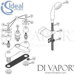 Ideal Standard Swan New Bath And Shower Mixer Rim Mounted Chrome 2H Xh Spare Parts - IDL DV 294